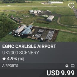 EGNC Carlisle Airport by UK2000 Scenery. USD 9.99