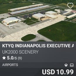 KTYQ Indianapolis Executive Airport by UK2000 Scenery. USD 10.99