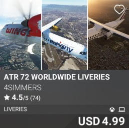 ATR 72 Worldwide Liveries by 4simmers. USD 4.99