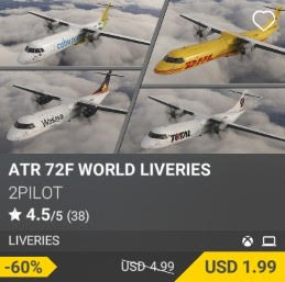 ATR 72F WORLD LIVERIES by 2PILOT. USD 4.99 (on sale for 1.99)