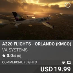 A320 Flights - Orlando (KMCO) - Vol 1 by VA Systems. USD 19.99