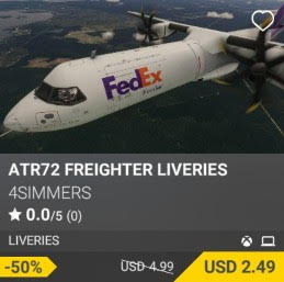 ATR72 Freighter Liveries by 4Simmers. USD 4.99 (Sale for 2.49)