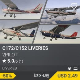 C172/C152 LIVERIES by 2PILOT. USD 4.99 (sale for 2.49)