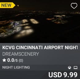 KCVG Cincinnati Airport Night Enhanced by DreamScenery. USD 9.99