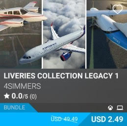 Liveries Collection Legacy 1 by 4simmers. USD 2.49