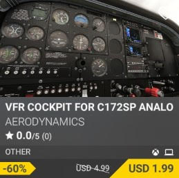 VFR COCKPIT FOR C172SP ANALOG by aerodynamics. USD 4.99 (sale for 1.99)