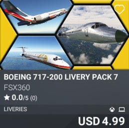 Boeing 717-200 Livery Pack 7 by FSX360. USD 4.99