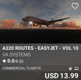 A320 Routes - EasyJet - Vol 10 by VA SYSTEMS. USD 13.99