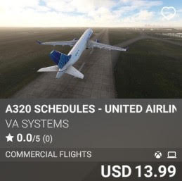 A320 Schedules - United Airlines - Vol 7 by VA SYSTEMS. USD 13.99