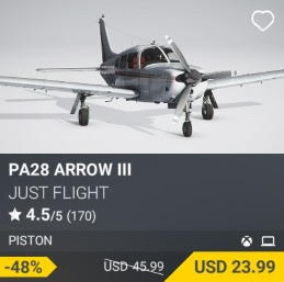 PA28 Arrow III by Just Flight. USD 45.99 (on sale for 23.99)