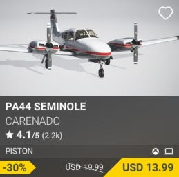 PA44 Seminole by Carenado. USD 19.99 (on sale for 13.99)