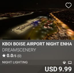 KBOI Boise Airport Night Enhanced by DreamScenery. USD 9.99