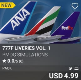 777F Liveries Vol. 1 by PMDG Simulations. USD 4.99