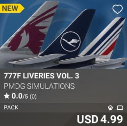 777F Liveries Vol. 3 by PMDG Simulations. USD 4.99