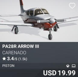 PA28R Arrow III by Carenado. USD 19.99