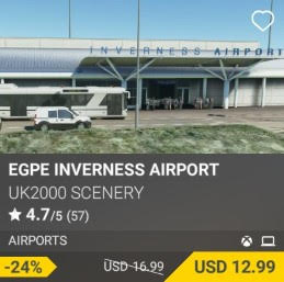 EGPE Inverness Airport by UK2000 Scenery. USD 16.99 (on sale for 12.99)