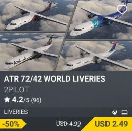 ATR 72/42 WORLD LIVERIES by 2PILOT. USD 4.99 (on sale for 2.49)