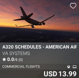 A320 Schedules - American Airlines - Vol 12 by VA SYSTEMS. USD 13.99