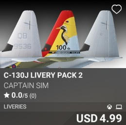 C-130J Livery Pack 2 by Captain Sim. USD 4.99