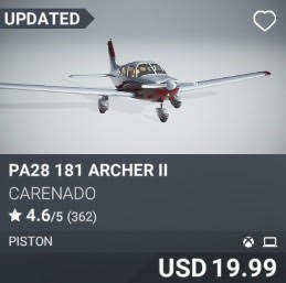 PA28 181 Archer II by Carenado. USD 19.99