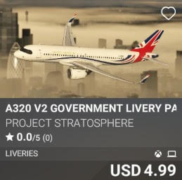 A320 V2 Government Livery Pack by Project Stratosphere. USD 4.99