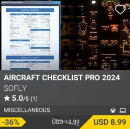 Aircraft Checklist Pro 2024 by SoFly. USD 13.99 (on sale for 8.99)