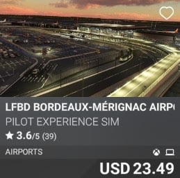 LFBD Bordeaux-Merignac Airport by Pilot Experience Sim USD 23.49