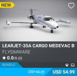 Learjet-35A Cargo Medevac Bundle by Flysimware. USD 54.99