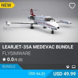 Learjet-35A Medevac Bundle by Flysimware. USD 49.99