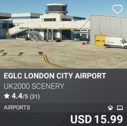 EGLC London City Airport by UK2000 Scenery. USD 15.99