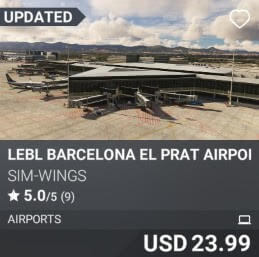 LEBL Barcelona El Prat Airport by sim-wings. USD 23.99