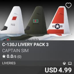 C-130J Livery Pack 3 by Captain Sim. USD 4.99