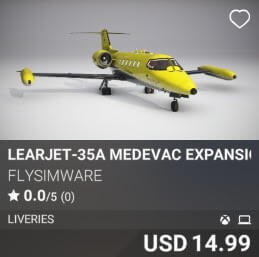 Learjet-35A Medevac Expansion Pack by Flysimware. USD 14.99