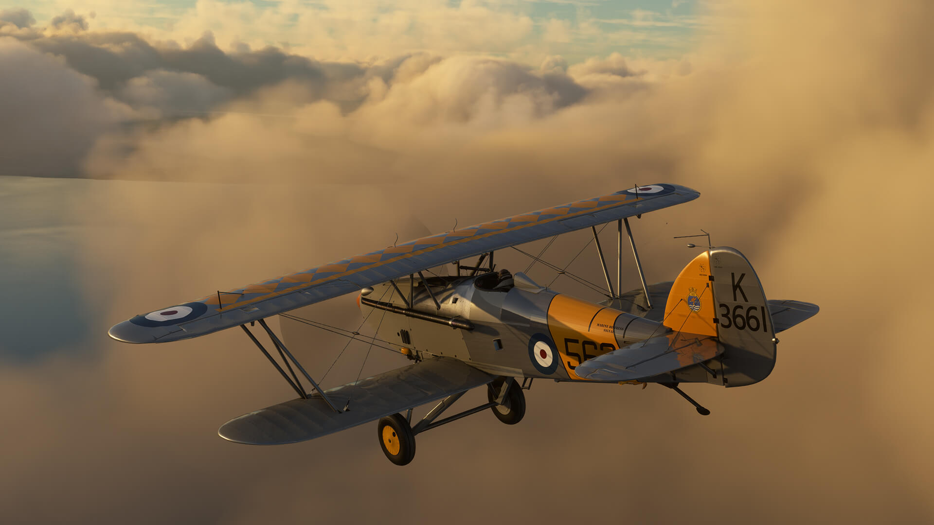 A Hawker Nimrod biplane in flight.