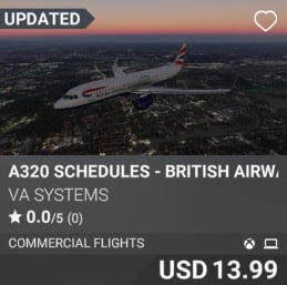 A320 Schedules - British Airways - Vol 6 by VA SYSTEMS. USD 13.99