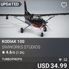 Kodiak 100 by SimWorks Studios. USD 34.99