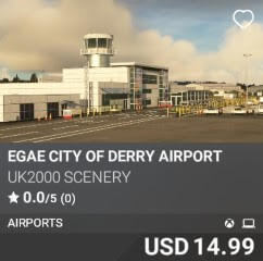 EGAE City Of Derry Airport by UK2000 Scenery. USD $14.99