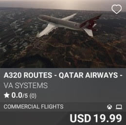 A320 Routes - Qatar Airways - Vol 3 by VA SYSTEMS. USD 19.99