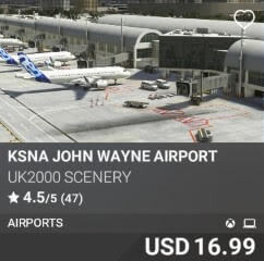 KSNA John Wayne Airport by UK2000 Scenery. USD 16.99