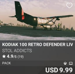 Kodiak 100 Retro Defender Livery Pack by STOL Addicts. USD $9.99