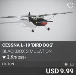 Cessna L-19 'Bird Dog' by BlackBox Simulation. USD 9.99