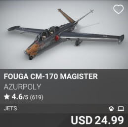 Fouga CM-170 Magister by AzurPoly. USD 24.99