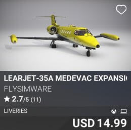 Learjet-35A Medevac Expansion Pack by Flysimware. USD 14.99