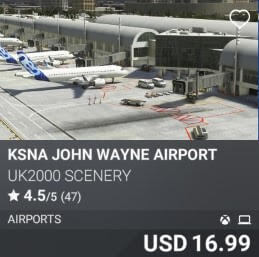 KSNA John Wayne Airport by UK2000 Scenery. USD 16.99