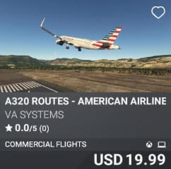 A320 Routes - American Airlines - Vol 13 by VA SYSTEMS. USD $19.99