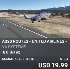 A320 Routes - United Airlines - Vol 8 by VA SYSTEMS. USD $19.99