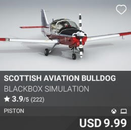 Scottish Aviation Bulldog by BlackBox Simulation. USD 9.99