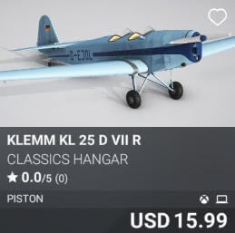 Klemm Kl 25 d VII R by Classics Hangar. USD $15.99