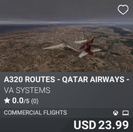 A320 Routes - Qatar Airways - Vol 1 by VA SYSTEMS. USD $23.99