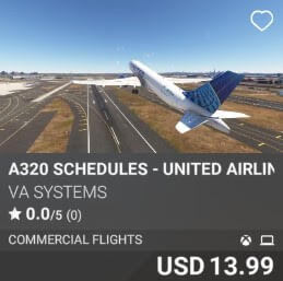 A320 Schedules - United Airlines - Vol 7 by VA SYSTEMS. USD $13.99